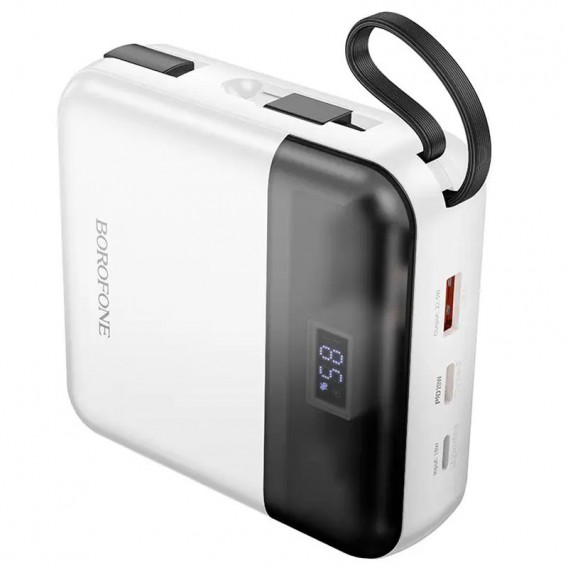 Портативний ЗП Power Bank BOROFONE BJ64A Distinct 22.5W+PD20W with cable 20000 mAh White - зображення 1 