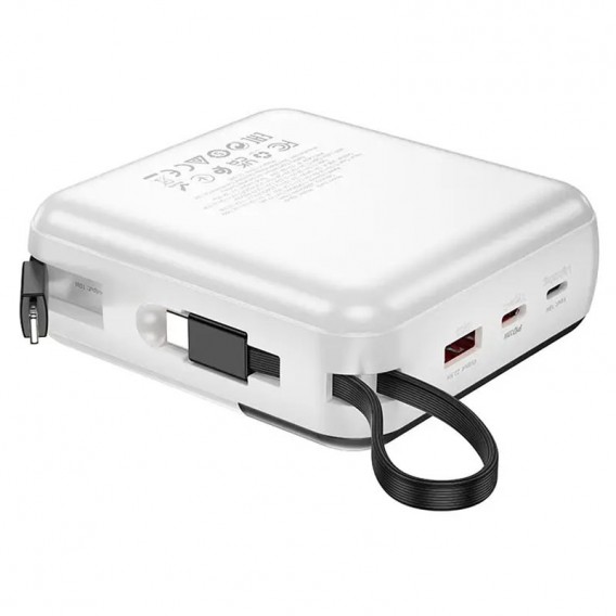 Портативний ЗП Power Bank BOROFONE BJ64A Distinct 22.5W+PD20W with cable 20000 mAh White - зображення 2 