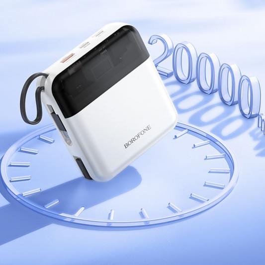 Портативний ЗП Power Bank BOROFONE BJ64A Distinct 22.5W+PD20W with cable 20000 mAh White - зображення 3 