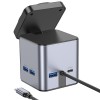 Перехідник HUB Hoco HB49 Effortless 9in1 100W з БЗП Metal gray