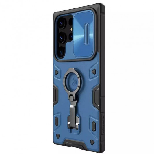 TPU+PC чехол Nillkin CamShield Armor Pro no logo (шторка на камеру) для Samsung Galaxy S23 Ultra Синий - изображение 1