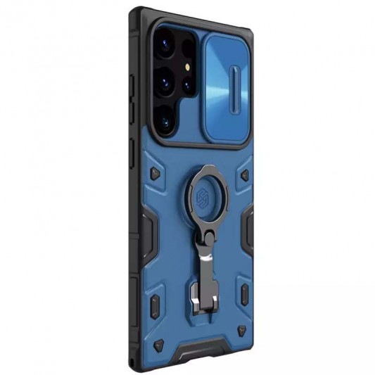 TPU+PC чехол Nillkin CamShield Armor Pro no logo (шторка на камеру) для Samsung Galaxy S23 Ultra Синий - изображение 3