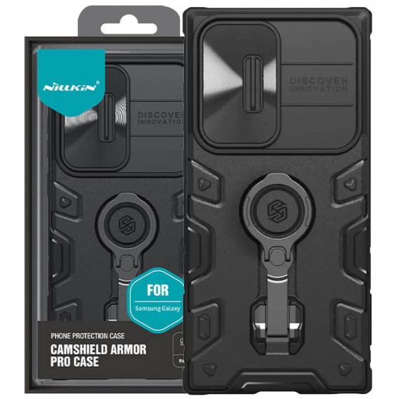 TPU+PC чохол Nillkin CamShield Armor Pro no logo (шторка на камеру) для Samsung Galaxy S23 Ultra Чорний