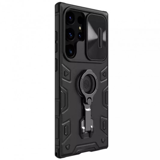TPU+PC чехол Nillkin CamShield Armor Pro no logo (шторка на камеру) для Samsung Galaxy S23 Ultra Черный - изображение 2