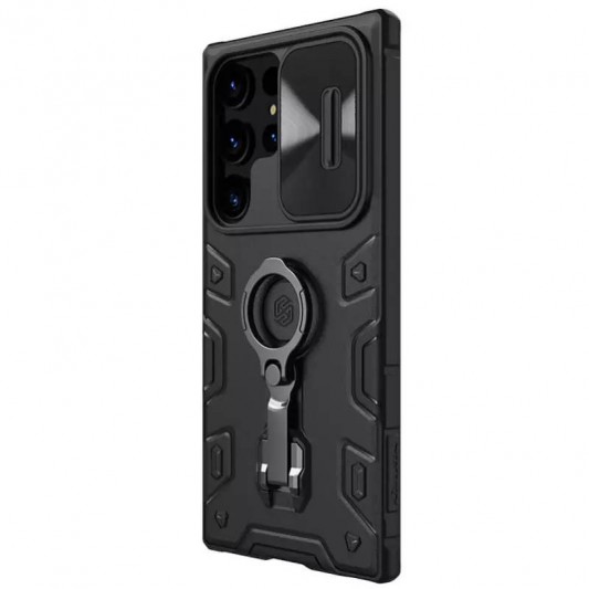 TPU+PC чехол Nillkin CamShield Armor Pro no logo (шторка на камеру) для Samsung Galaxy S23 Ultra Черный - изображение 3