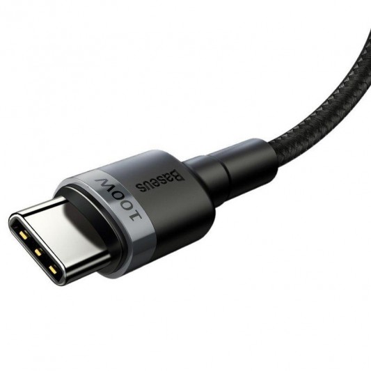 Дата кабель Baseus Cafule Type-C to Type-C PD2.0 100W (2m) (CATKLF-AL) Gray / Black - зображення 2 