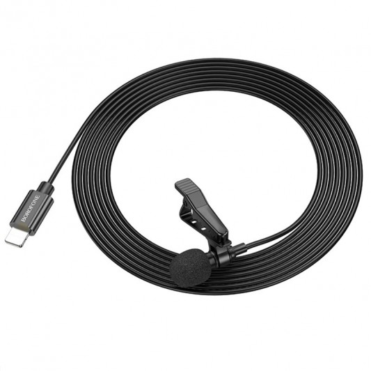 Мікрофон петличний Borofone BFK11 Elegant lavalier Lightning (2m) Black - зображення 3 