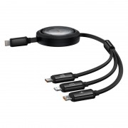 Дата кабель Baseus Free2Draw Retractable Crystal Fast Charging 3in1 100W (1.1m) (P10368700111-03) Cluster Black