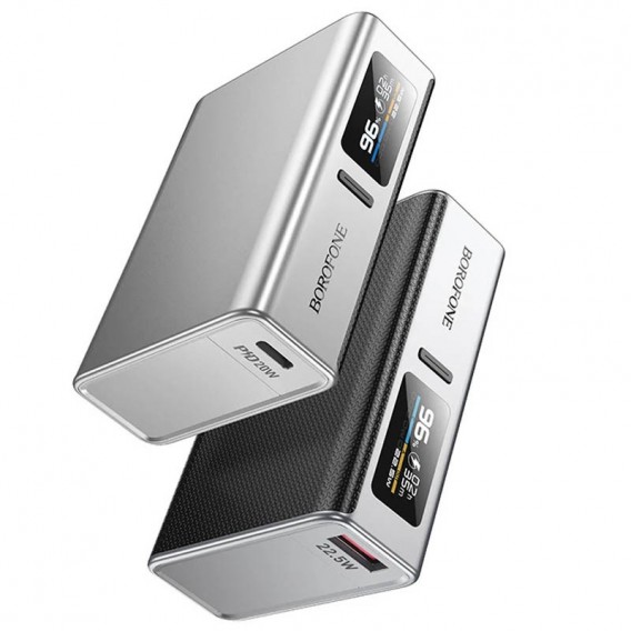Портативний ЗП Power Bank BOROFONE BJ72 Energy 22.5W+PD20W with display 10000 mAh Metal gray