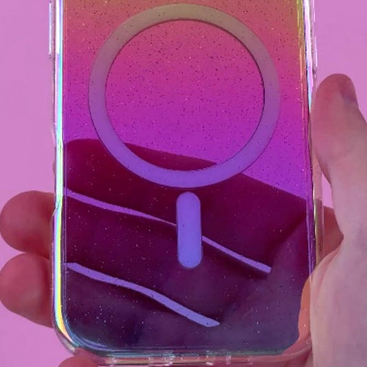Чехол TPU Galaxy Sparkle (MagFit) для Apple iPhone 16e (6.1") Chroma+Glitter - изображение 2