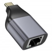Перехідник Hoco UA35 Type-C to RJ45 Metal grey