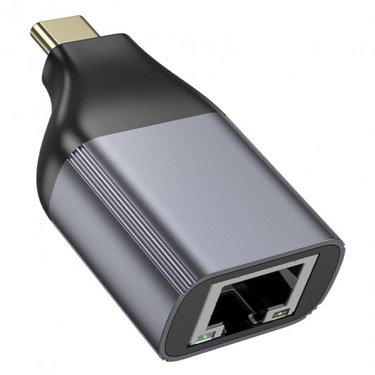 Перехідник Hoco UA35 Type-C to RJ45 Metal grey - зображення 2 