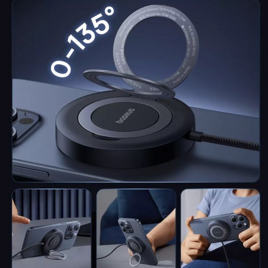БЗП Baseus Simple Mini4 Qi2 15W (P10273300121-0) Cosmic Black - зображення 4 
