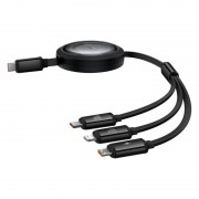 Дата кабель Baseus Free2Draw Retractable Crystal Fast Charging Type-C to 3in1 100W (1.1m) (P1036800) Cluster Black
