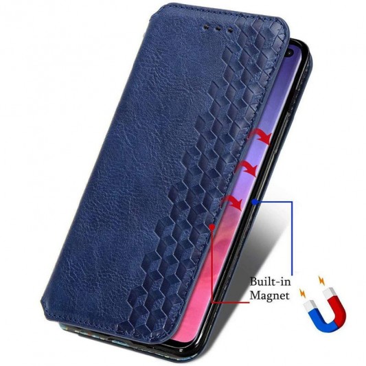 Кожаный чехол-книжка GETMAN Cubic (PU) для Samsung Galaxy A32 4G Синий - изображение 3