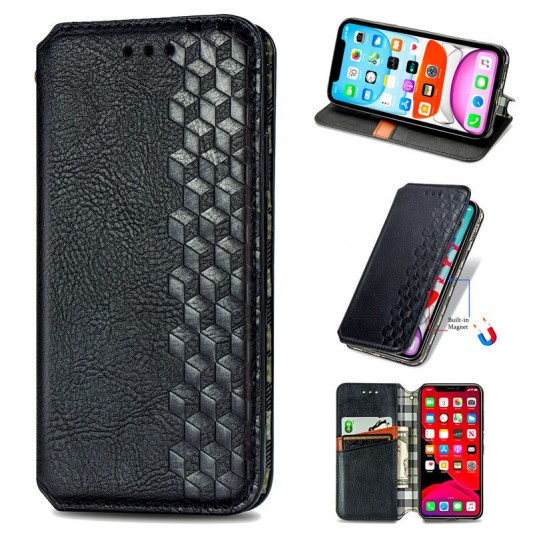 Кожаный чехол-книжка GETMAN Cubic (PU) для Samsung Galaxy A32 4G Черный - изображение 1