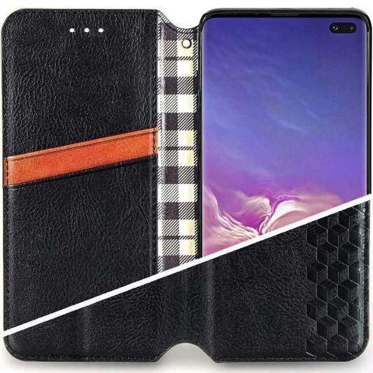 Кожаный чехол-книжка GETMAN Cubic (PU) для Samsung Galaxy A32 4G Черный - изображение 3