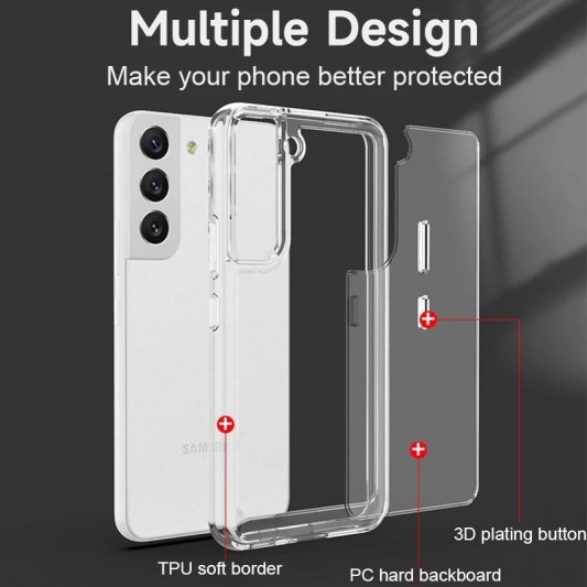 Чехол TPU+PC Clear 2.0 mm metal buttons для Samsung Galaxy S22+ Прозрачный - изображение 2