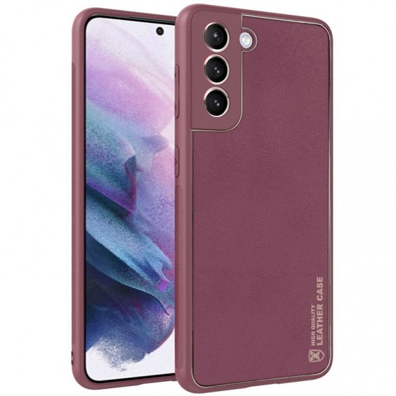 Кожаный чехол Xshield для Samsung Galaxy S21 Бордовый / Plum Red