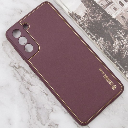 Шкіряний чохол Xshield для Samsung Galaxy S21 Бордовий / Plum Red - зображення 2 