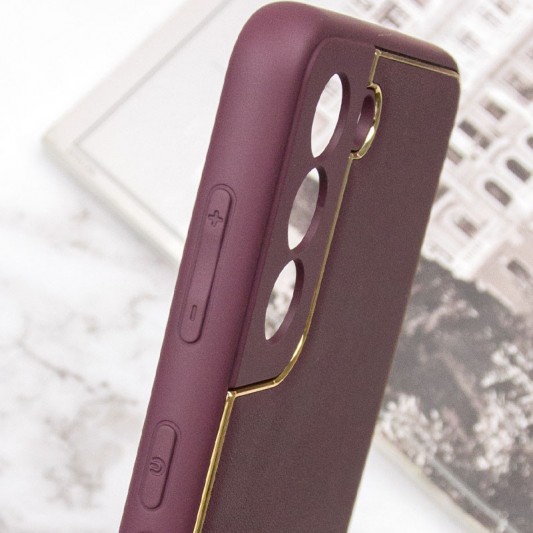 Шкіряний чохол Xshield для Samsung Galaxy S21 Бордовий / Plum Red - зображення 3 