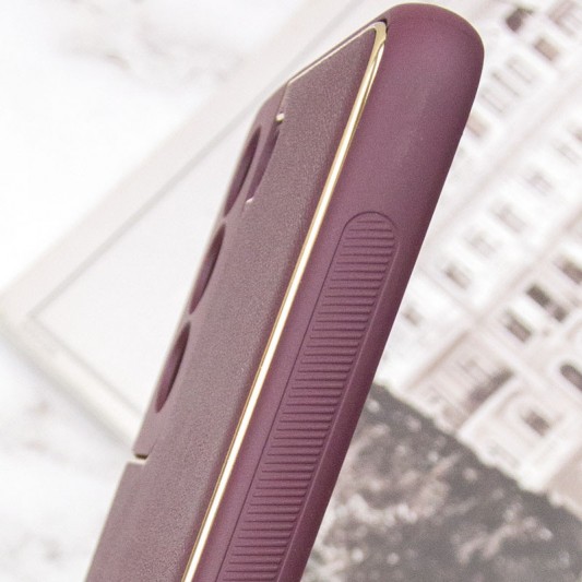 Шкіряний чохол Xshield для Samsung Galaxy S21 Бордовий / Plum Red - зображення 4 
