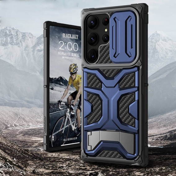TPU+PC чохол Nillkin CamShield Adventurer Pro (шторка на камеру) для Samsung Galaxy S23 Ultra Interstellar Blue