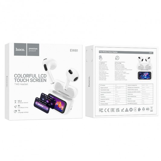 Беспроводные TWS наушники Hoco EW81 Elegant with Touch Screen ANC White - изображение 1