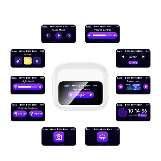 Беспроводные TWS наушники Hoco EW81 Elegant with Touch Screen ANC White - изображение 6
