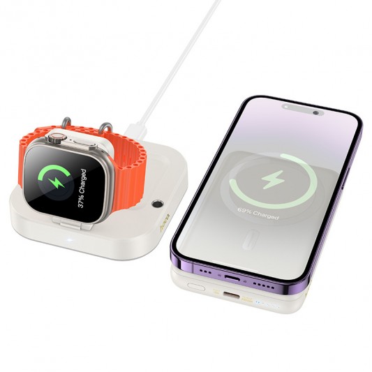 БЗП Hoco CQ16 Astute 4in1 + Power Bank PD20W 10000 mAh Milky White - зображення 1 