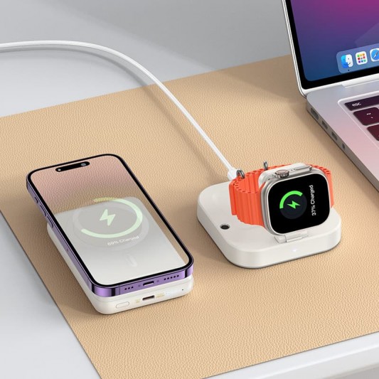 БЗП Hoco CQ16 Astute 4in1 + Power Bank PD20W 10000 mAh Milky White - зображення 4 