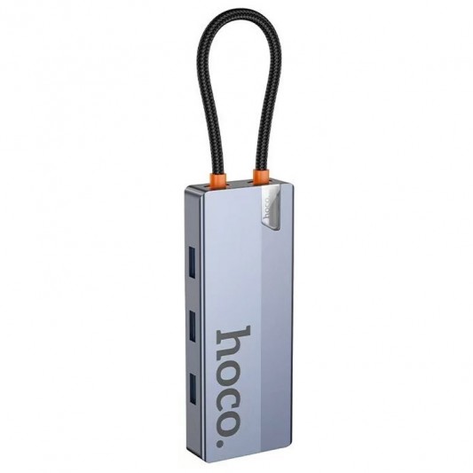 Перехідник HUB Hoco HB51 Wow 6in1 (Type-C to HDTV+RJ45+PD+3xUSB3.0) Deep space gray - зображення 2 