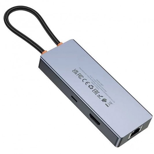Перехідник HUB Hoco HB51 Wow 6in1 (Type-C to HDTV+RJ45+PD+3xUSB3.0) Deep space gray - зображення 3 
