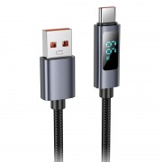 Дата кабель Hoco X112 Favor with display USB to Type-C 5A (1m) Black