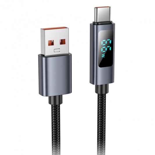 Дата кабель Hoco X112 Favor with display USB to Type-C 5A (1m) Black
