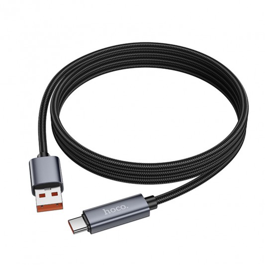 Дата кабель Hoco X112 Favor with display USB to Type-C 5A (1m) Black - зображення 5 