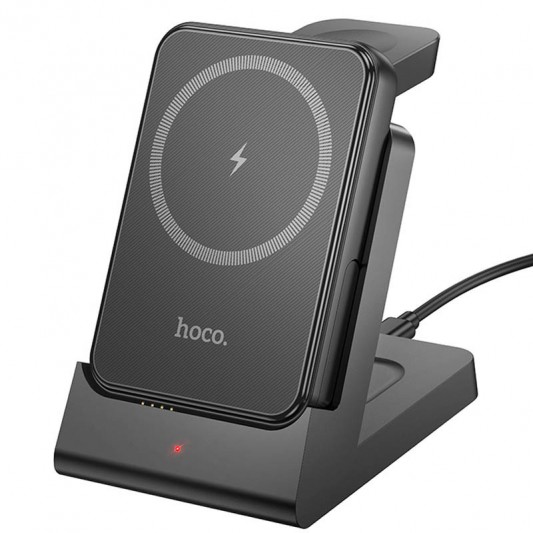 Портативний ЗП Power Bank + зарядная станция Hoco J149 Victory 3in1 magnetic з БЗП 5000 mAh Black - зображення 3 