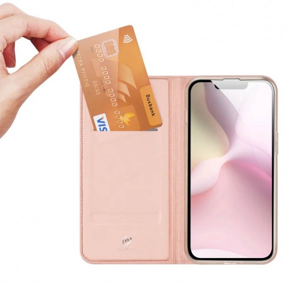 Чохол-книжка Dux Ducis з кишенею для візиток для Apple iPhone 16e (6.1") Rose Gold