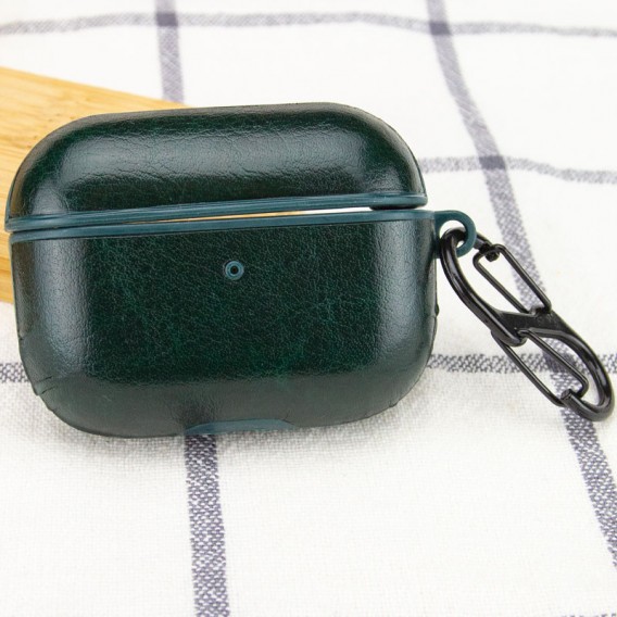 Шкіряний футляр Leather series для навушників AirPods Pro Зелений