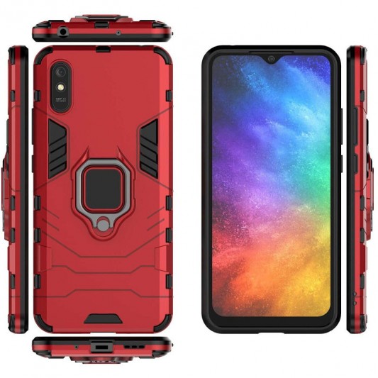 Ударостійкий чохол Transformer Ring for Magnet для Xiaomi Redmi 9A Червоний / Dante Red - зображення 1 