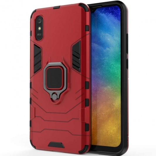 Ударостійкий чохол Transformer Ring for Magnet для Xiaomi Redmi 9A Червоний / Dante Red - зображення 3 