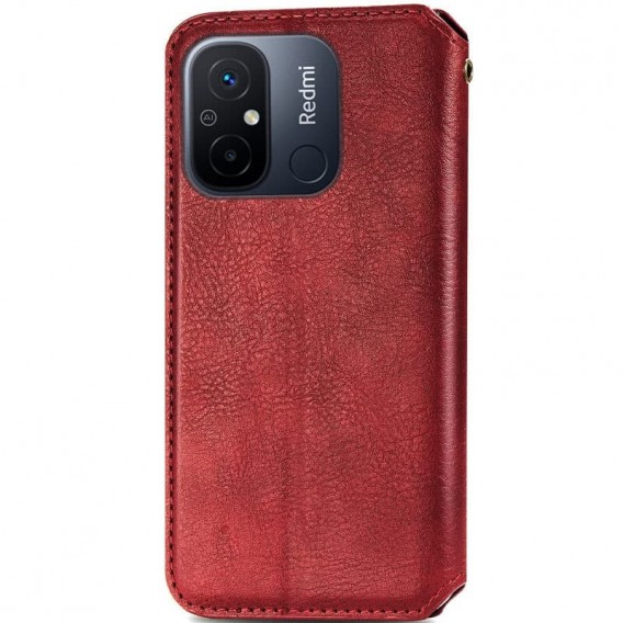 Шкіряний чохол-книжка GETMAN Cubic (PU) для Xiaomi Redmi 12C Червоний