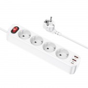 Подовжувач Hoco NS1 Aura PD20W (2USB/1Type-C/4xSocket) White