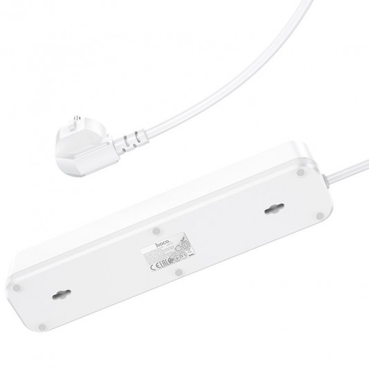 Подовжувач Hoco NS1 Aura PD20W (2USB/1Type-C/4xSocket) White - зображення 2 