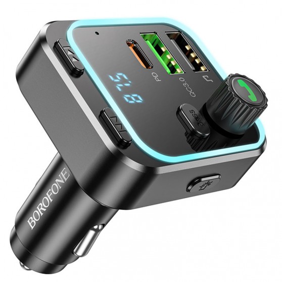 АЗУ FM модулятор Borofone BC53 Highway PD20W+QC3.0 (2USB-A/1C) Black