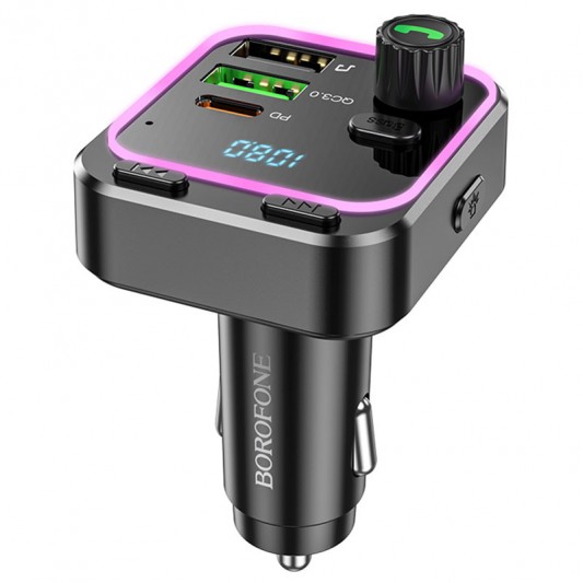 АЗУ FM модулятор Borofone BC53 Highway PD20W+QC3.0 (2USB-A/1C) Black - изображение 1