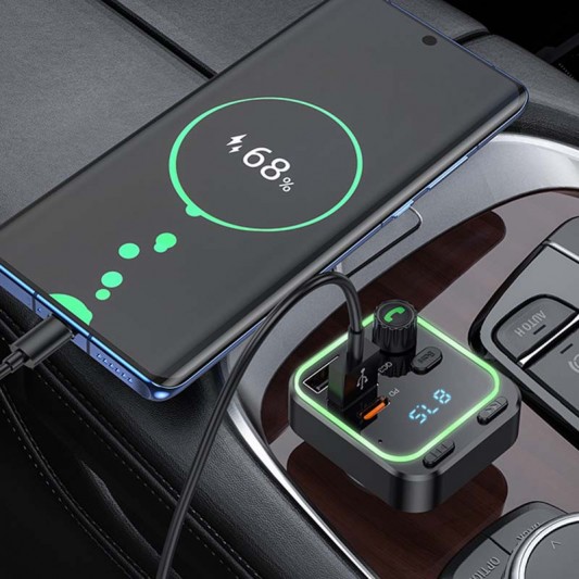 АЗУ FM модулятор Borofone BC53 Highway PD20W+QC3.0 (2USB-A/1C) Black - изображение 4
