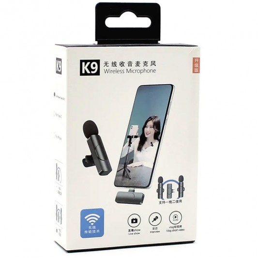 Микрофон петличный для телефона K9 Bluetooth 2in1 USB-C Black - изображение 4