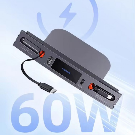 Переходник HUB Usams US-SJ649 60W Car Central Control Charging HUB For Tesla (3/Y) Tarnish