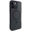 TPU+PC чохол Metal Buttons with MagSafe Carbon Ring для Apple iPhone 14 Pro (6.1") Чорний